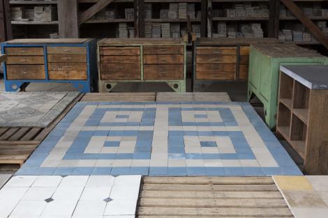 Reclaimed tiles for sale in the showroom of a reclamation dealer