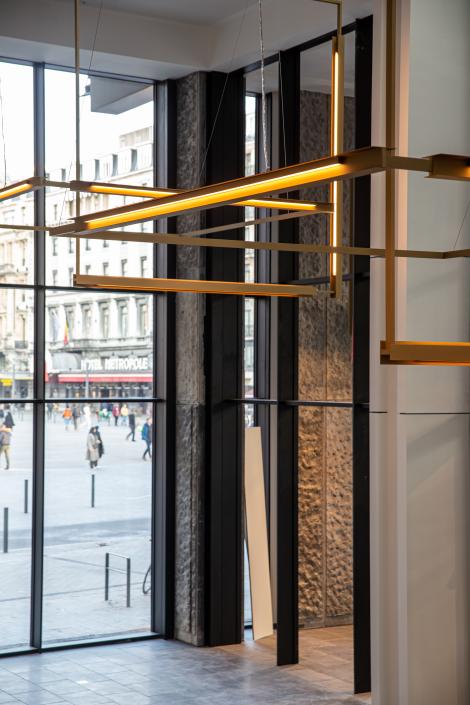 2022 - New light fittings in the basis of reclaimed alumnium facade profiles ©Jasper Van der Linden 