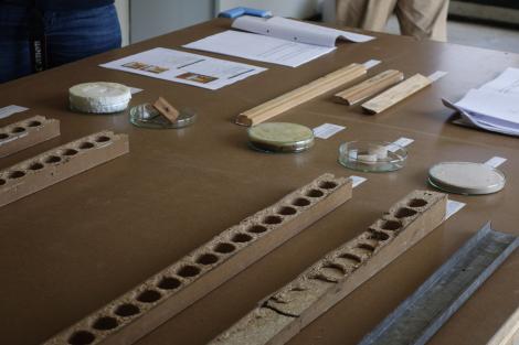 A small exposition showing the in situ reclaimed materials during a residence in the student units